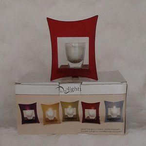 Set of 5 multi-colored glass tealight frames
